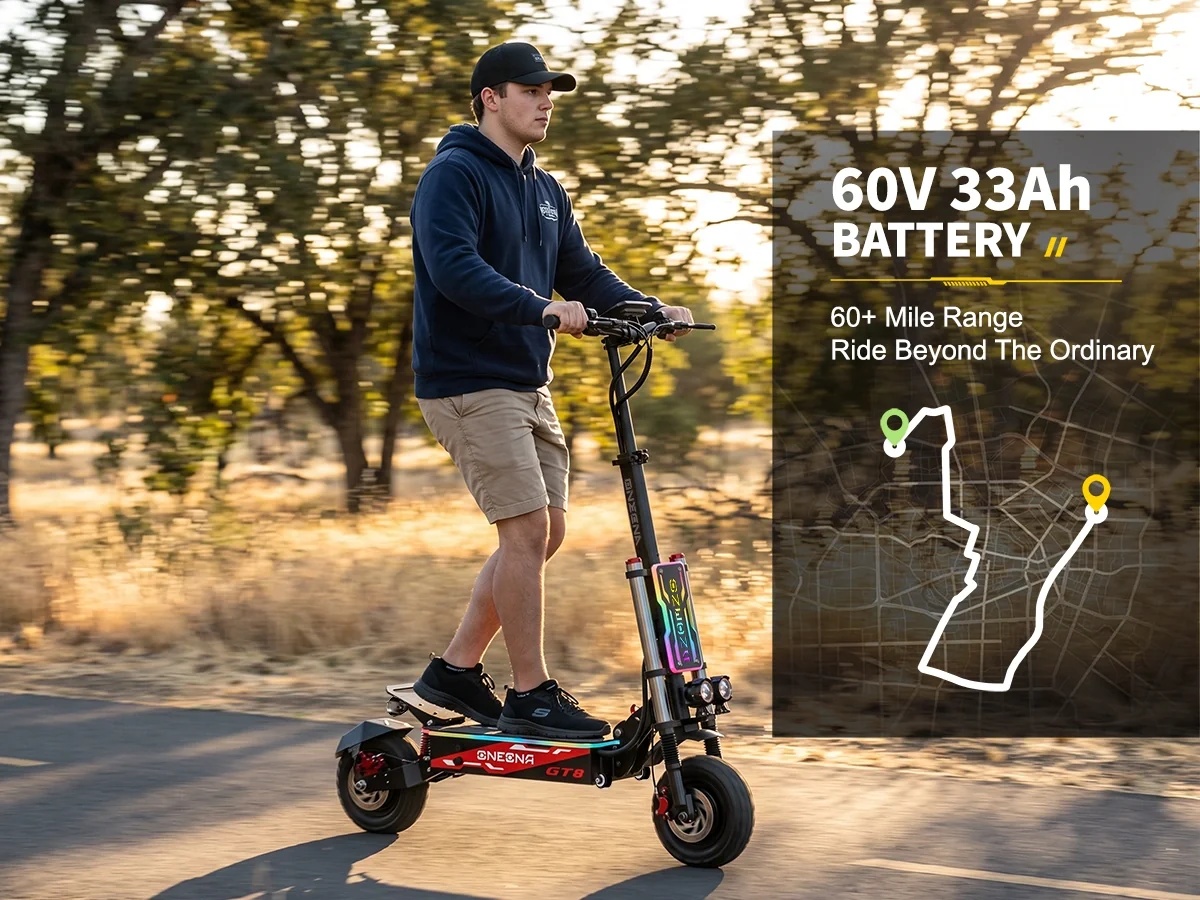 Электросамокат ONECNA NEW GT8P – обзор и цена 60V 5600W Dual Motor Electric Scooter