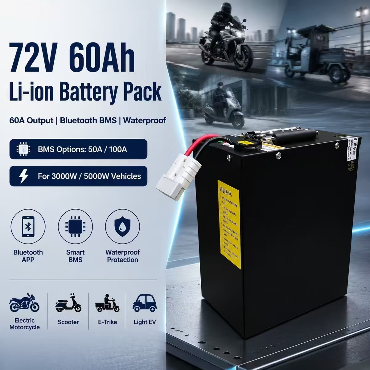 Литий-ионный полимерный аккуму – обзор и цена 72V 60Ah Lifepo4 Battery Pack