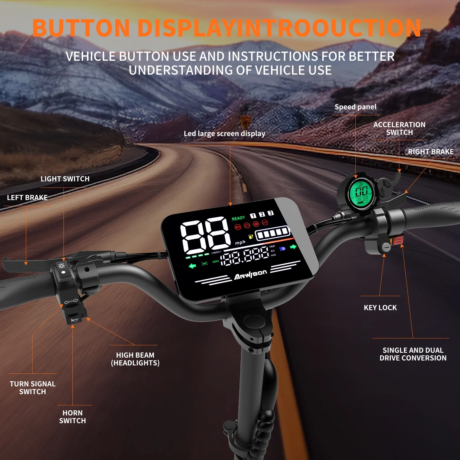 Электросамокат Arwibon 5600W д – обзор и цена 60V 5600W Dual Motor Electric Scooter
